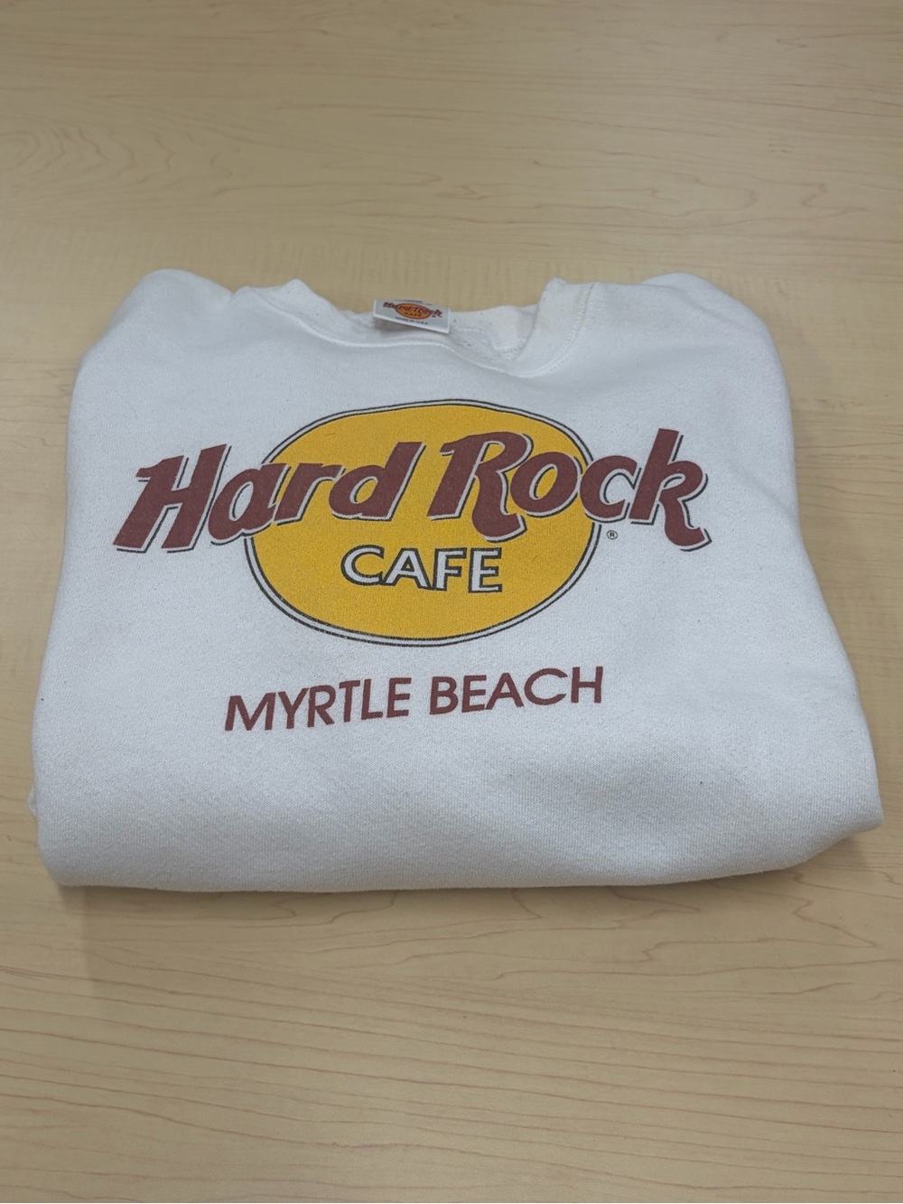 Hard Rock Cafe White Crewneck with Yellow and Maroon Logo